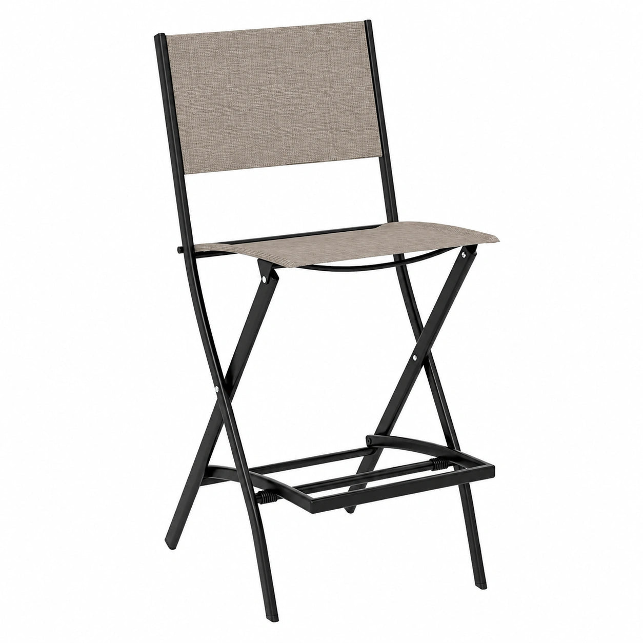 Klappbare Gartenstühle, 2er Set, Metall, Belastbarkeit 150 kg, mit Lehne und Fußstütze, für Terrasse und Balkon, Farbe Kaffee