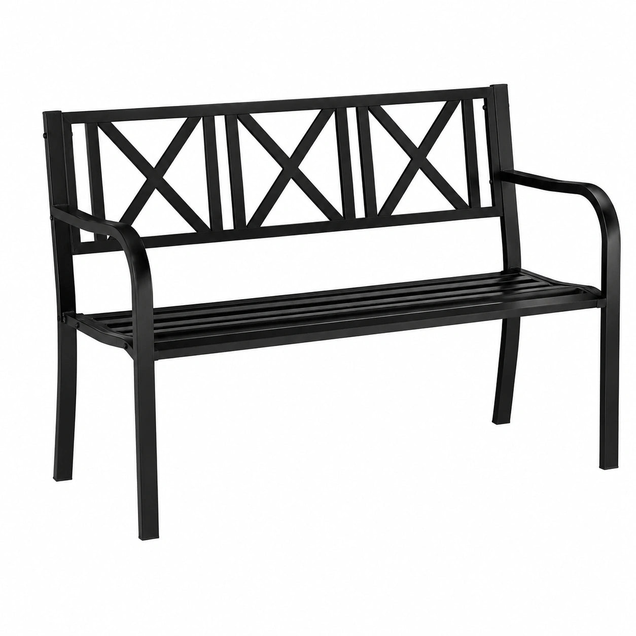 Metall-Gartenbank, 2-Sitzer, robust, für Terrasse und Balkon, schwarz