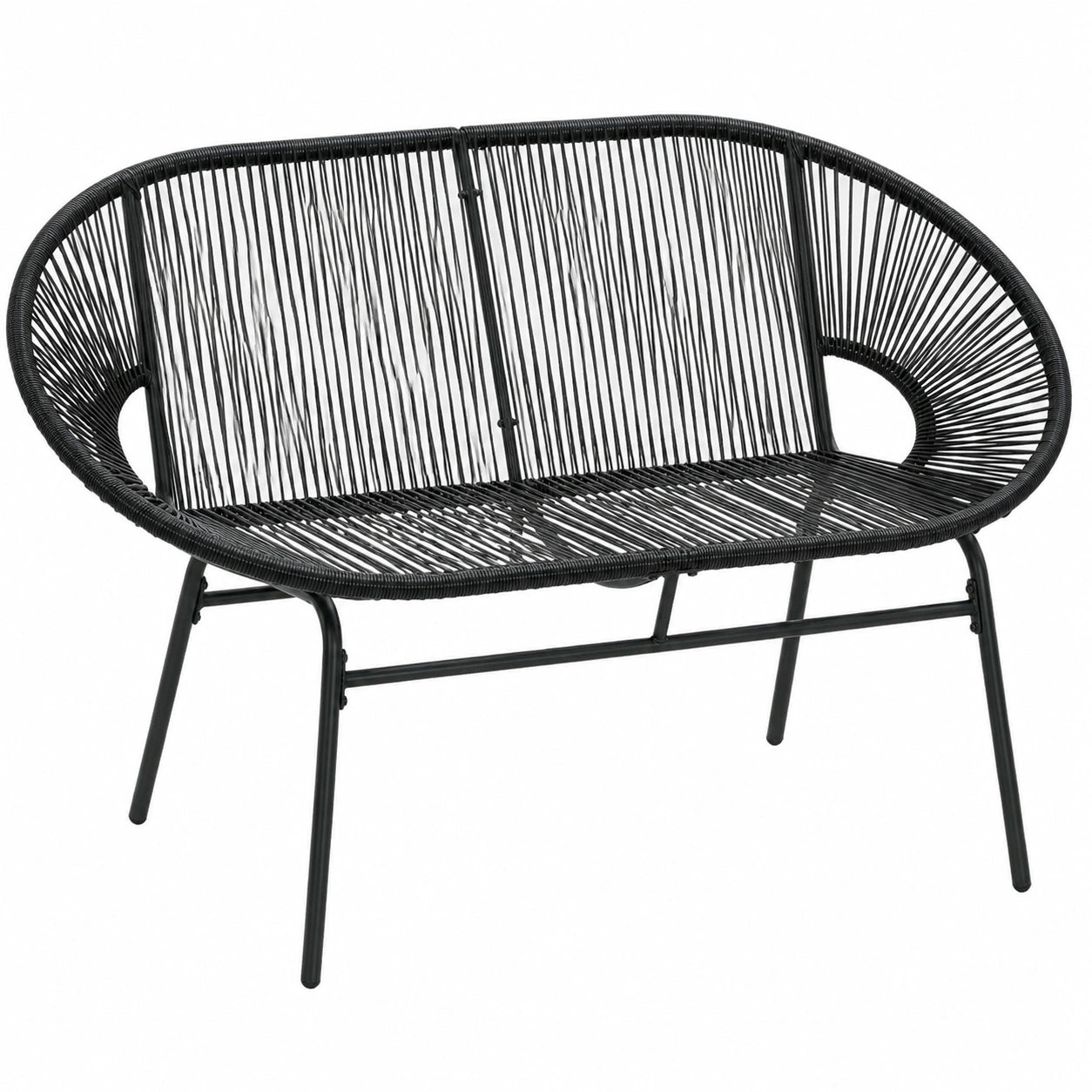 Outsunny Wetterfester Polyrattan-Gartensessel mit Armlehnen, Belastbarkeit bis 240 kg, Schwarz