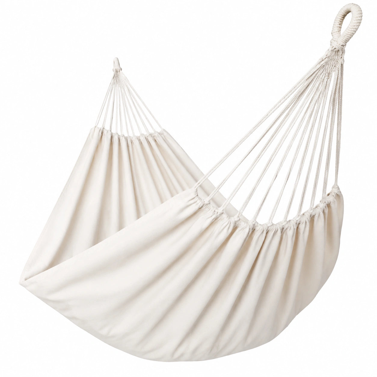 GOCAN Doppel-Hängematte aus Leinwand für Outdoor und Indoor, 330 cm Gesamtlänge, Beige, 300 kg Tragkraft