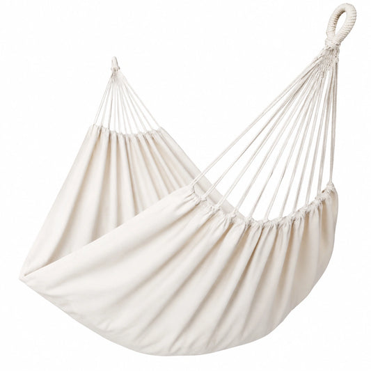 GOCAN Doppel-Hängematte aus Leinwand für Outdoor und Indoor, 330 cm Gesamtlänge, Beige, 300 kg Tragkraft