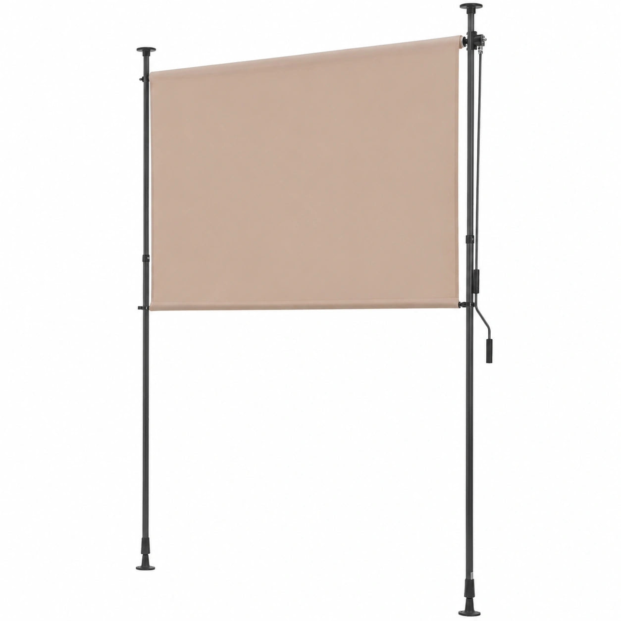 Senkrechtmarkise Cimarra 150x270 cm in Sandfarbe mit Handkurbel, Bohrenfrei, Wind- & Sonnenschutz für Balkon