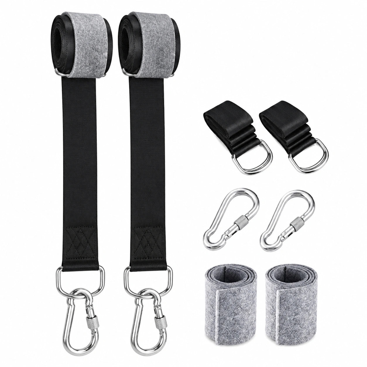 Premium Schaukelbefestigungs-Set für Hängematten, 1,5M Gurte mit Karabinern & D-Ringen, bis 1000 kg Tragkraft, inkl. Baumschutz & Tasche