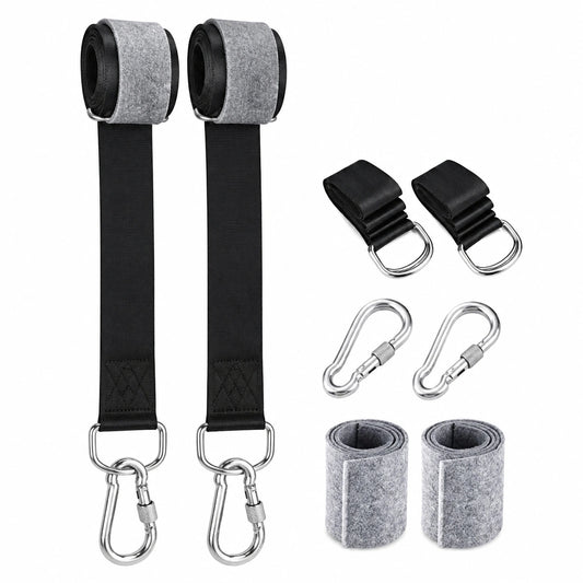 Premium Schaukelbefestigungs-Set für Hängematten, 1,5M Gurte mit Karabinern & D-Ringen, bis 1000 kg Tragkraft, inkl. Baumschutz & Tasche