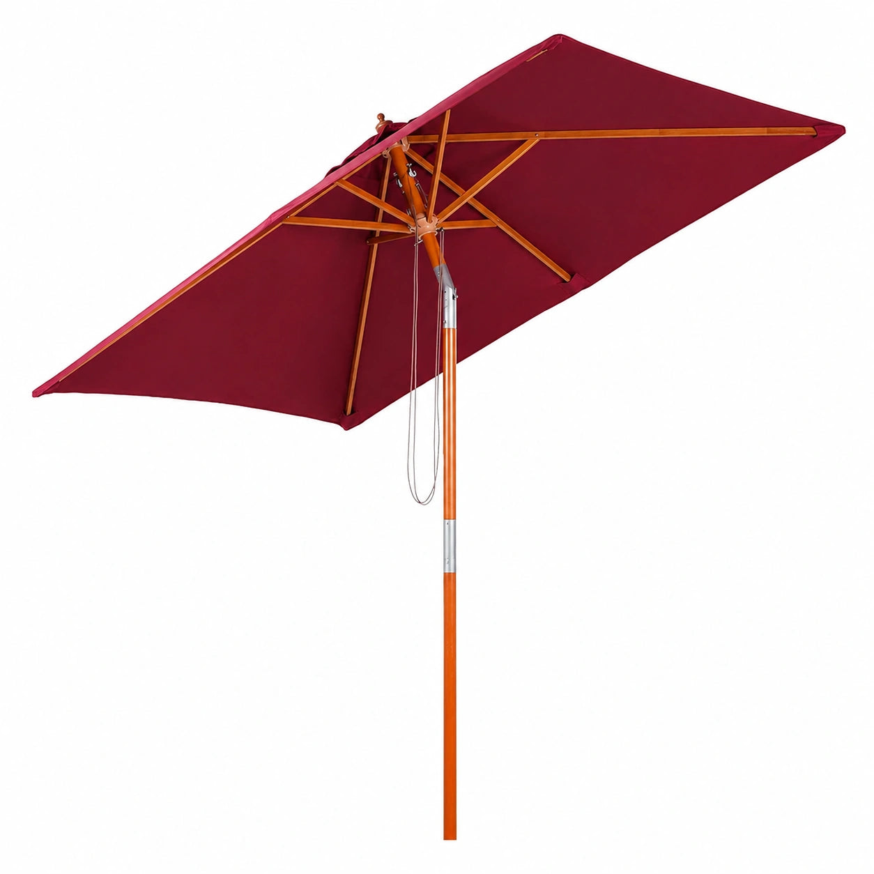 Outsunny Verstellbarer Sonnenschirm aus Tannenholz und Polyester, 200 x 150 x 235 cm