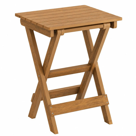Hochwertiger Klapptisch für Garten & Balkon, Wetterfest, aus HDPS, Teak-Optik, 51 x 41 x 69 cm