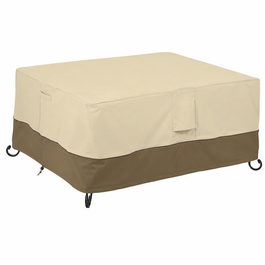 Hochwertige Schutzhülle für Feuerstelle/Tisch, rechteckig, 142 cm, Wetterfest, Kiesel/Braun