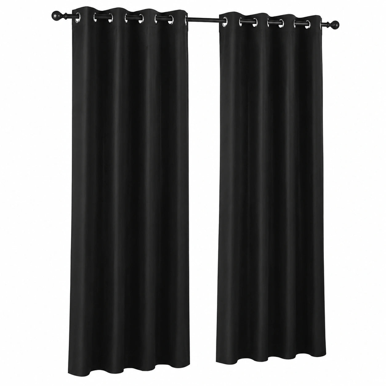 Schwarze Verdunkelungsvorhänge mit Ösen, wärmeisoliert, 2er-Set, 132x213 cm