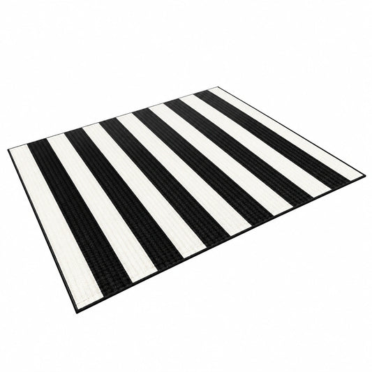 LEEVAN Waschbarer Outdoor-Teppich, Baumwolle, Schwarz-Weiß, 12.7x20.3 cm, für Terrasse und Bauernhaus-Eingang