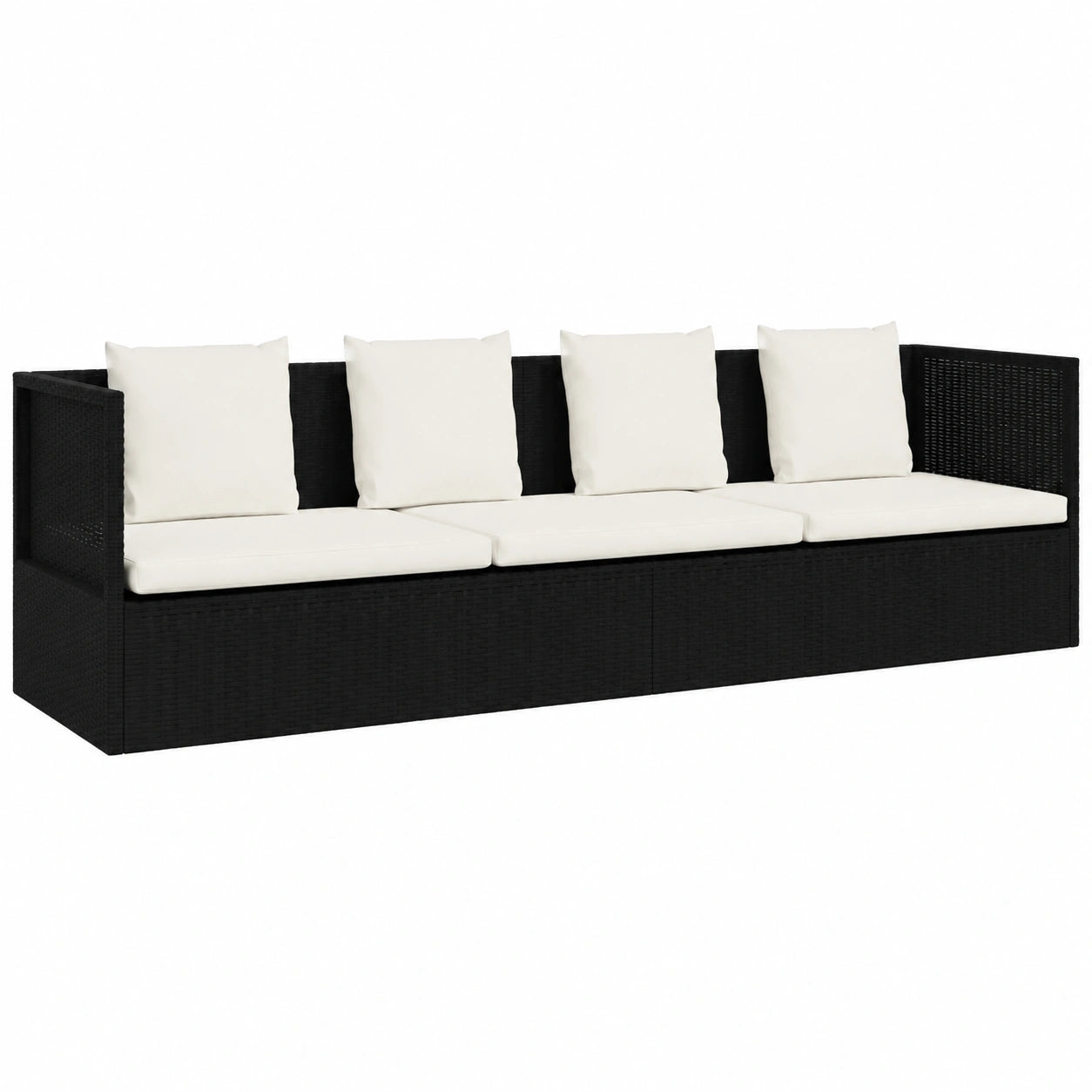Exklusive Gartenliege mit Kissen, verstellbarer Rückenlehne und Fußstütze, Outdoor-Sofa für Terrasse und Balkon (Schwarz-Weiß)
