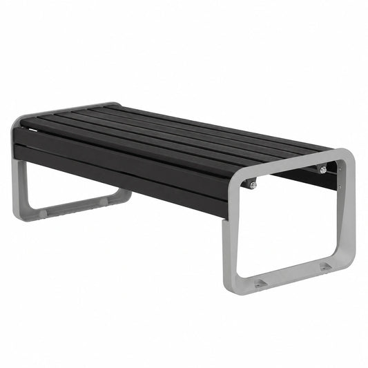 Moderne wetterfeste Gartenbank aus Metall und Holz, 180 cm, Schwarz