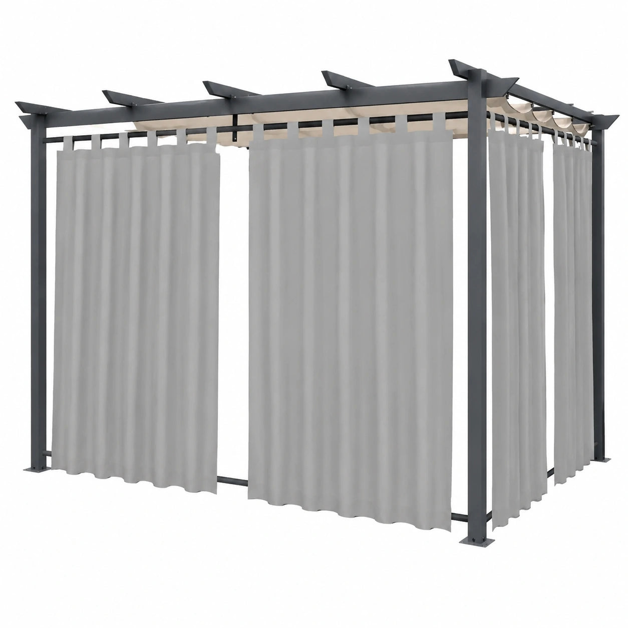 Wetterfeste Outdoor-Terrassenvorhänge mit abnehmbaren Schlaufen, für Garten und Veranda, 2 Paneele, 137x244 cm, Hellgrau
