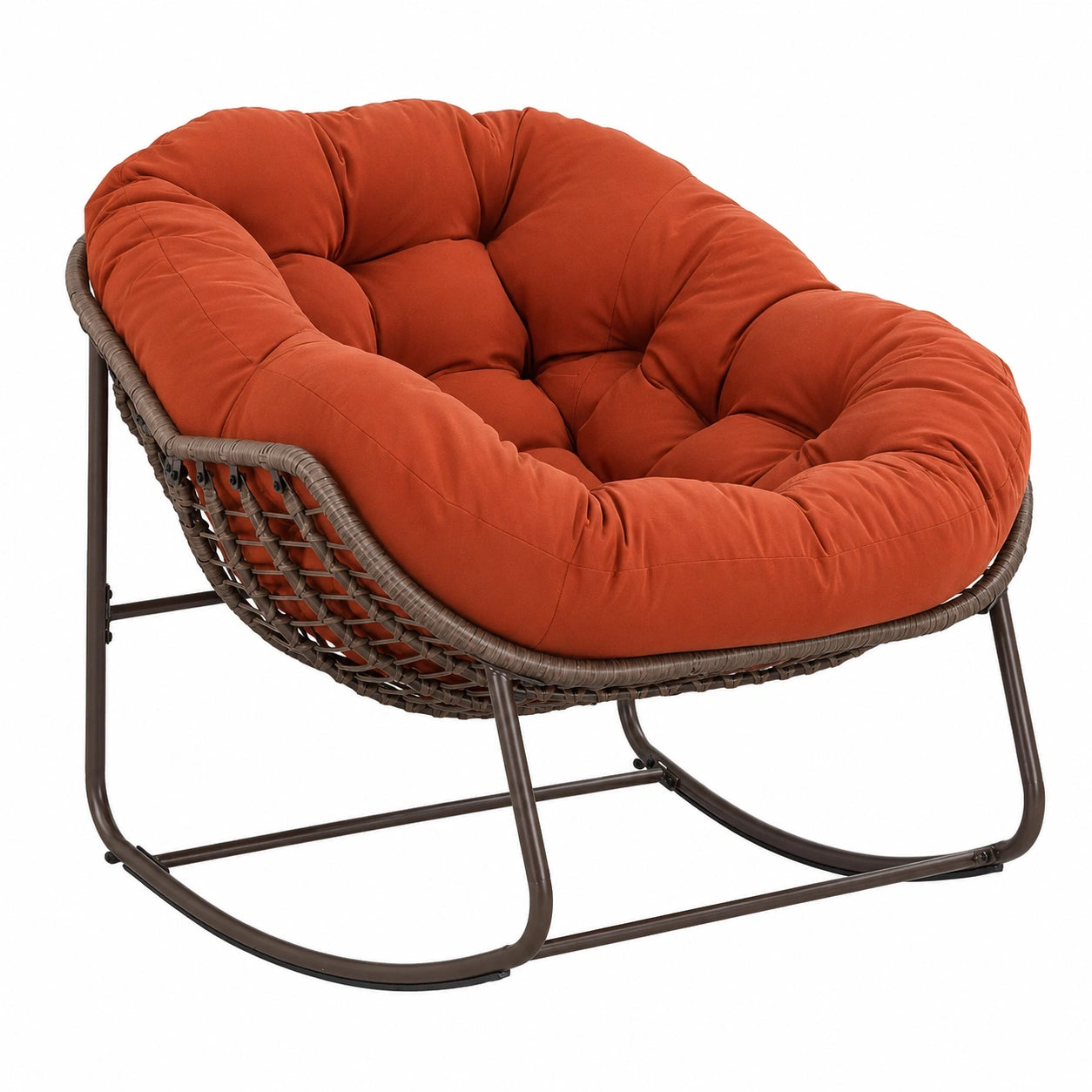 Großer Papasan-Schaukelstuhl mit Polsterkissen für Innen und Außen