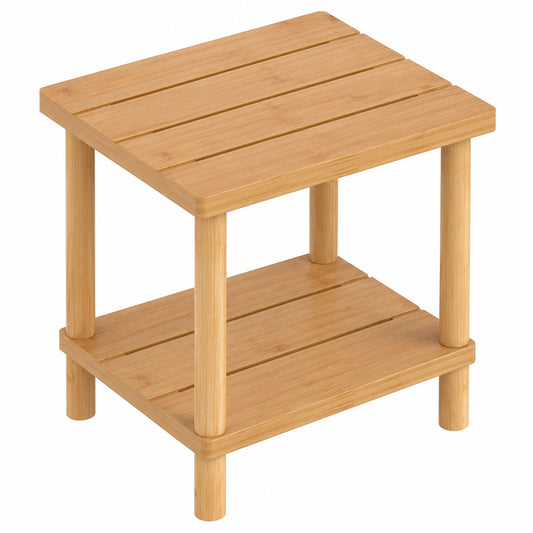 Vielseitiger Bambus-Gartentisch, 2-stöckig, für Terrasse und Pool