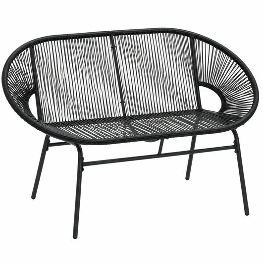 Outsunny Wetterfester Polyrattan-Gartensessel mit Armlehnen, Belastbarkeit bis 240 kg, Schwarz