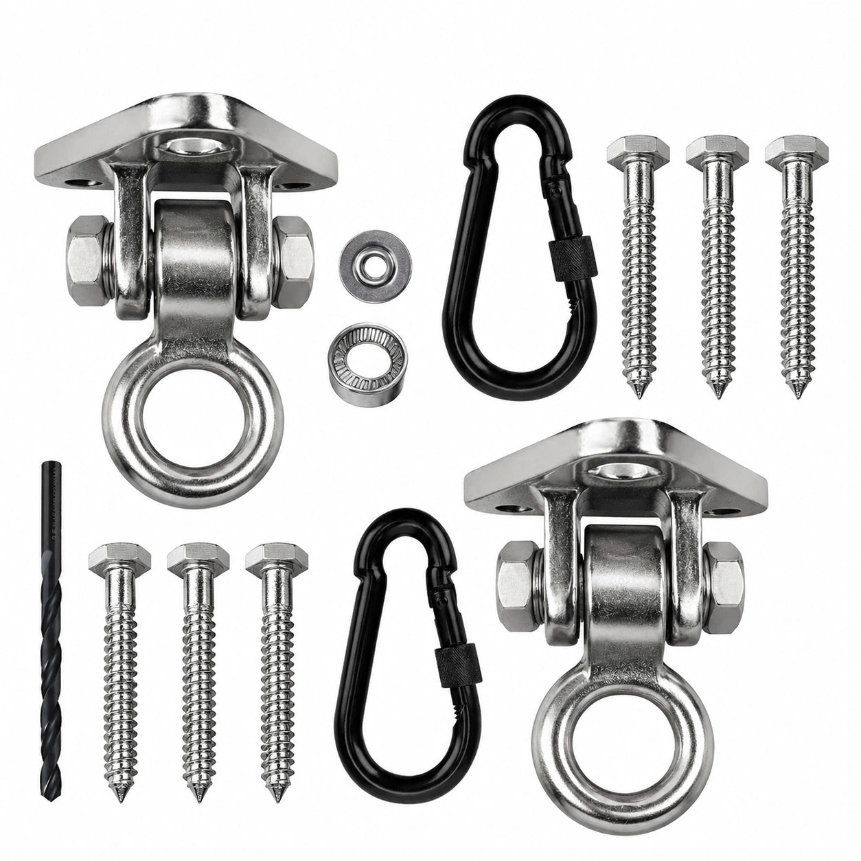 Schwenkbarer Edelstahl Deckenhaken, 2 Stück, Belastbar bis 453kg, Ideal für Hängematten und Hängesessel