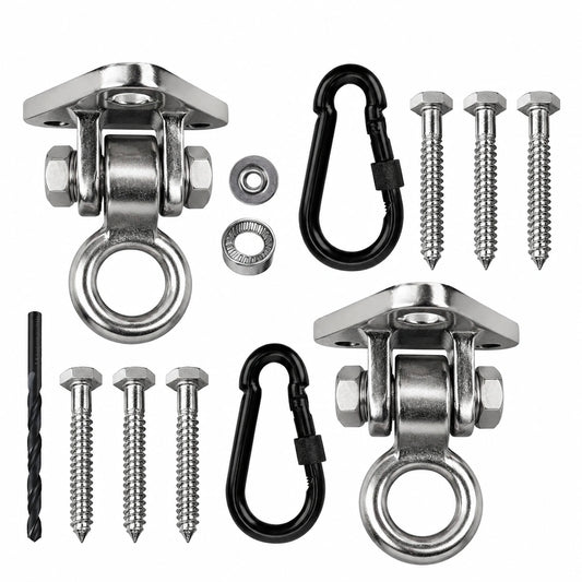 Schwenkbarer Edelstahl Deckenhaken, 2 Stück, Belastbar bis 453kg, Ideal für Hängematten und Hängesessel