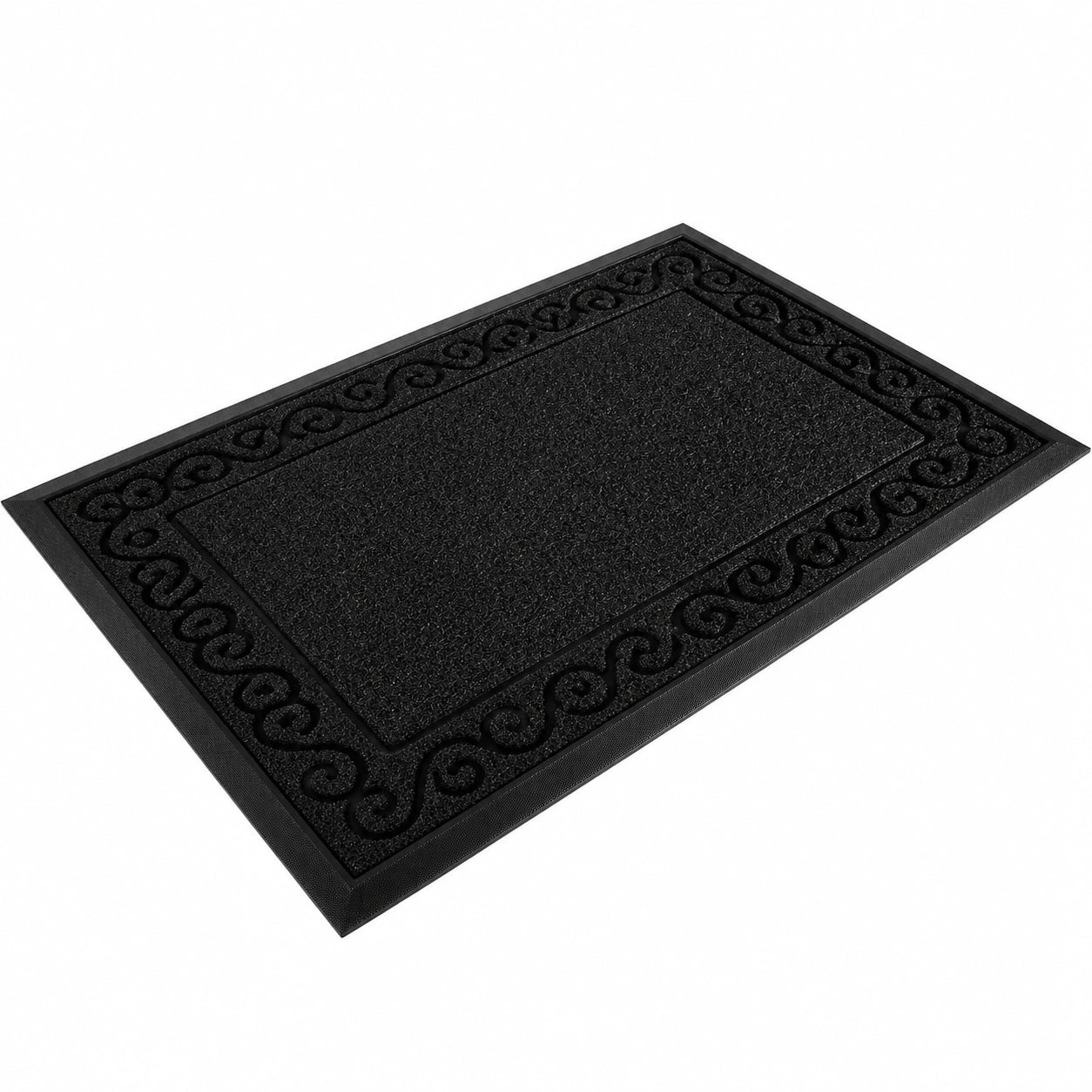 Yimobra Schmutzfangmatte für den Außenbereich, rutschfest, wetterfest, waschbar, 92 x 61 cm, ideal für Eingang und Haustür, Schwarz