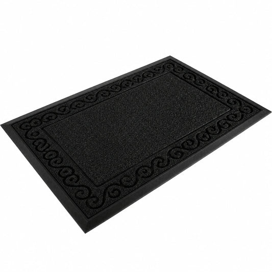 Yimobra Schmutzfangmatte für den Außenbereich, rutschfest, wetterfest, waschbar, 92 x 61 cm, ideal für Eingang und Haustür, Schwarz